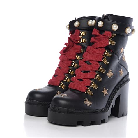 gucci embroidered lace up boots mens|high top gucci boots.